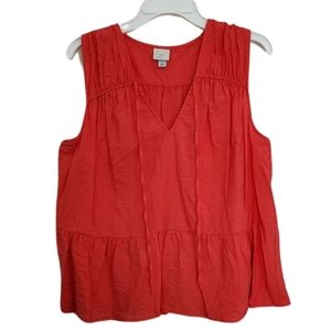 A New Day Coral Ruffled‎ V-neck Blouse Women's large